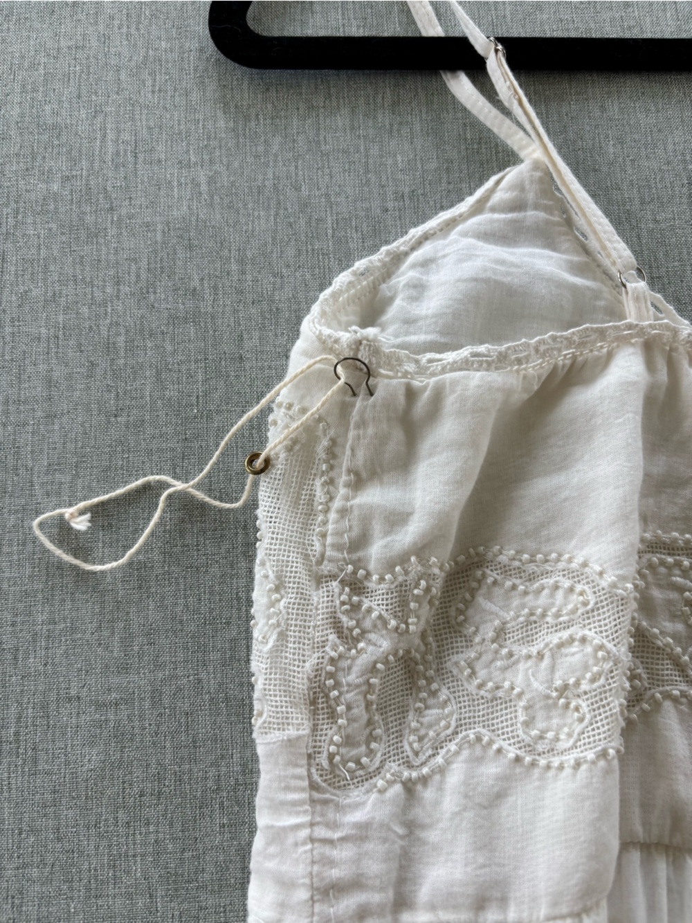 Boho Cream Lace-Trim & Beaded Cotton Dress - Picture 7 of 8